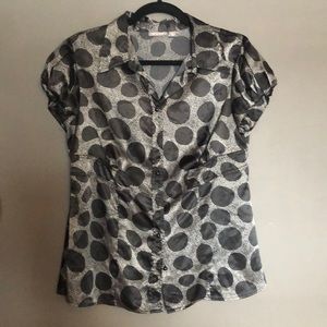 Fun black, and silver/gray blouse